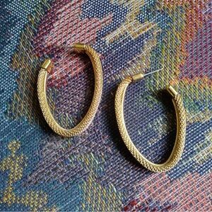 Monet Textured Gold Hoop Earrings